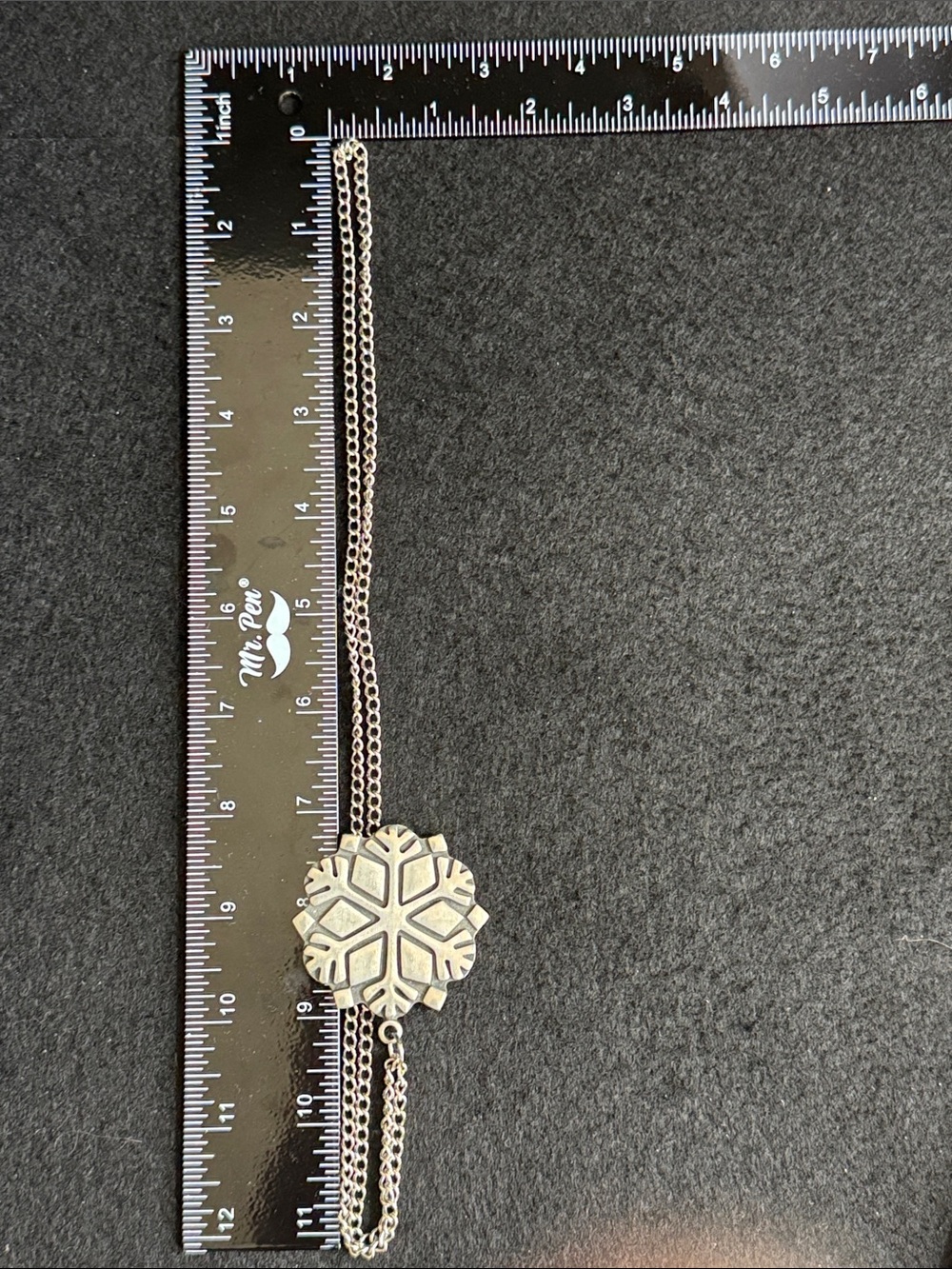 VTG R. Tennesmed Sweden Pewter Snowflake Pendant Necklace Mid Century Modern - Picture 8 of 8